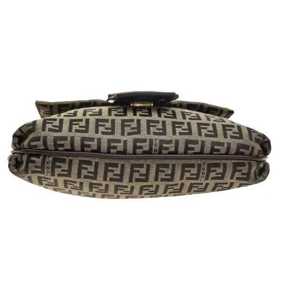 FENDI Logo Zucchino Shoulder Bag Canvas Leather Brown GHW Italy 35KA644 - Picture 6 of 16